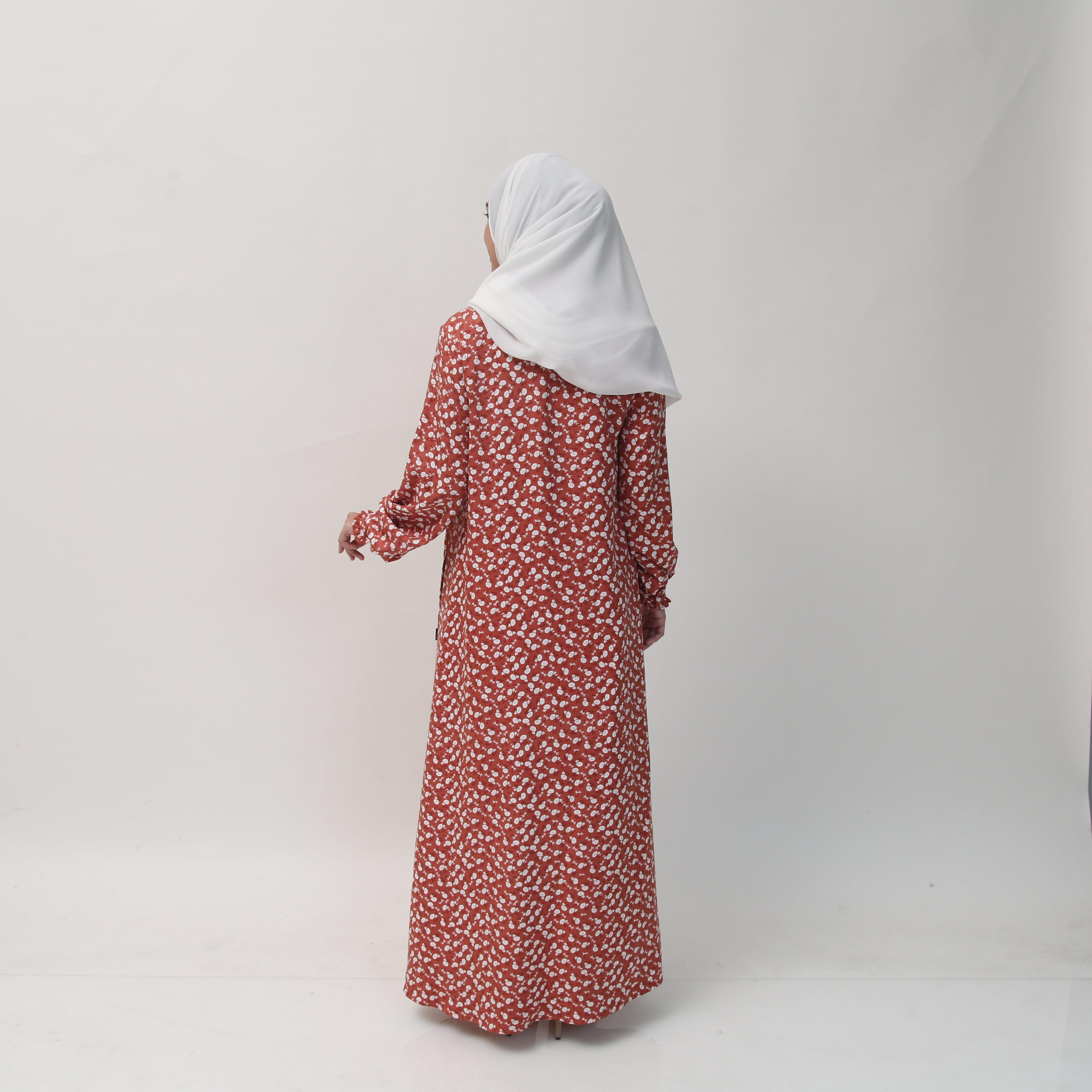 Gamis Manset Frills Satin Little Flower