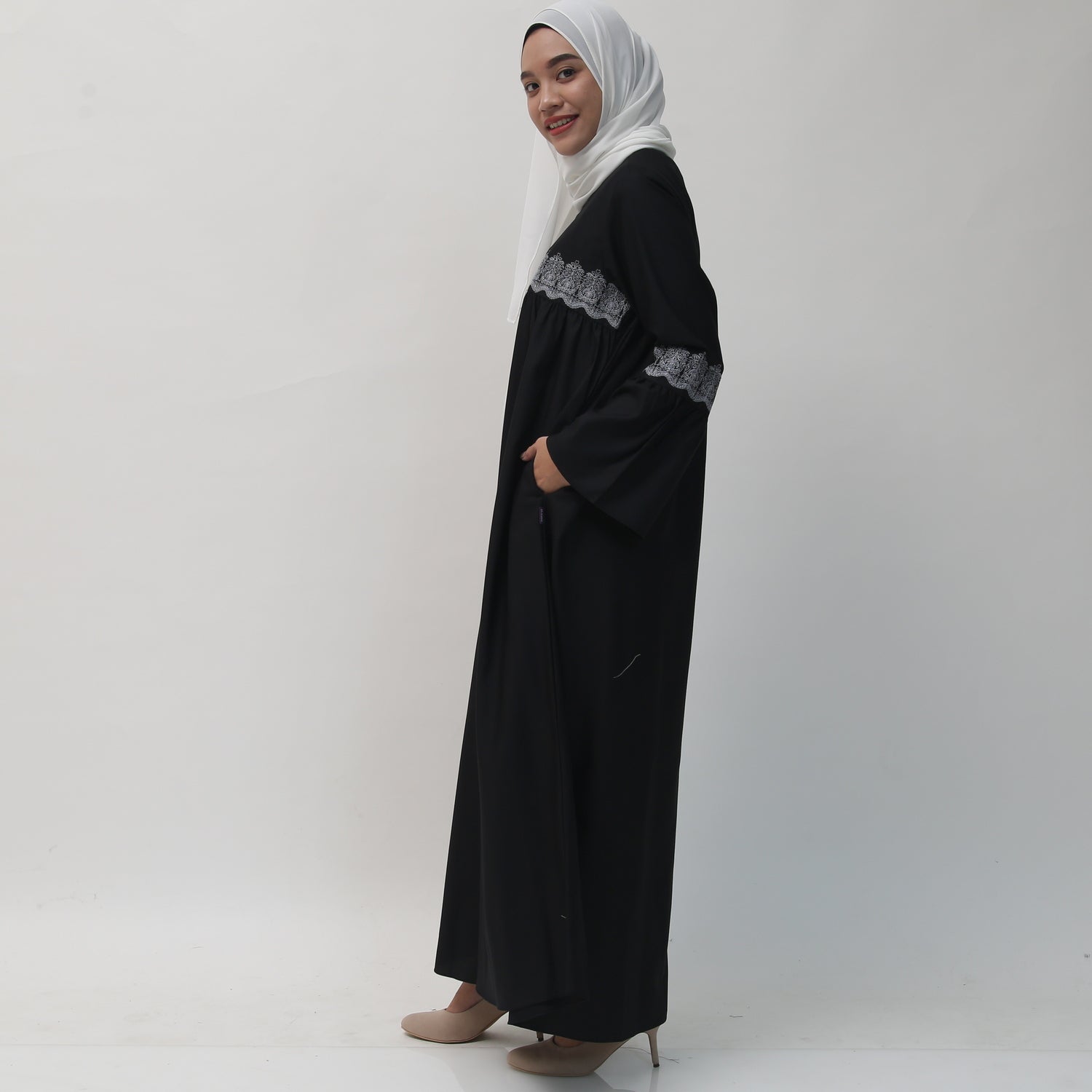 Elzatta Gamis Sarimbit Katun Bordir - Hitam