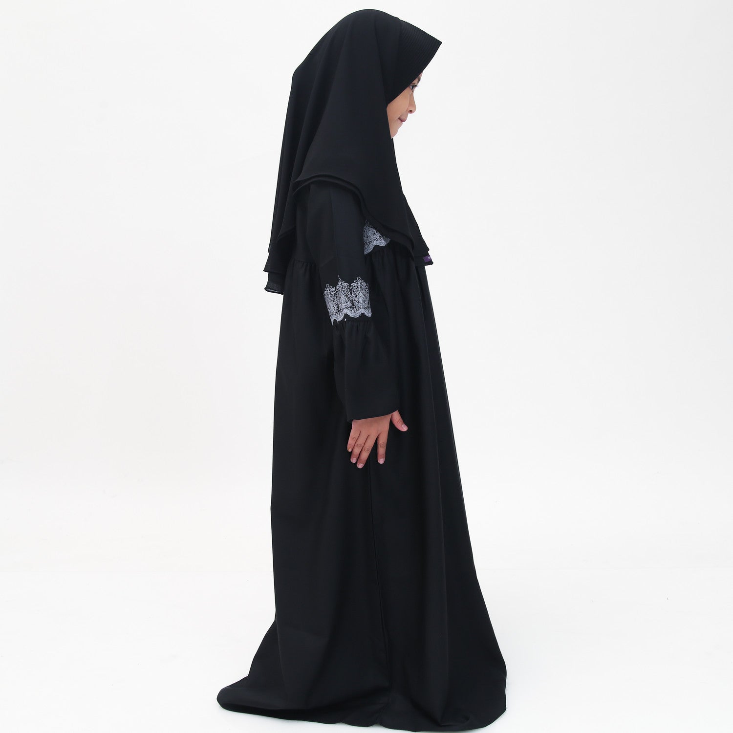 Elzatta Gamis Sarimbit Anak Katun Bordir - Hitam