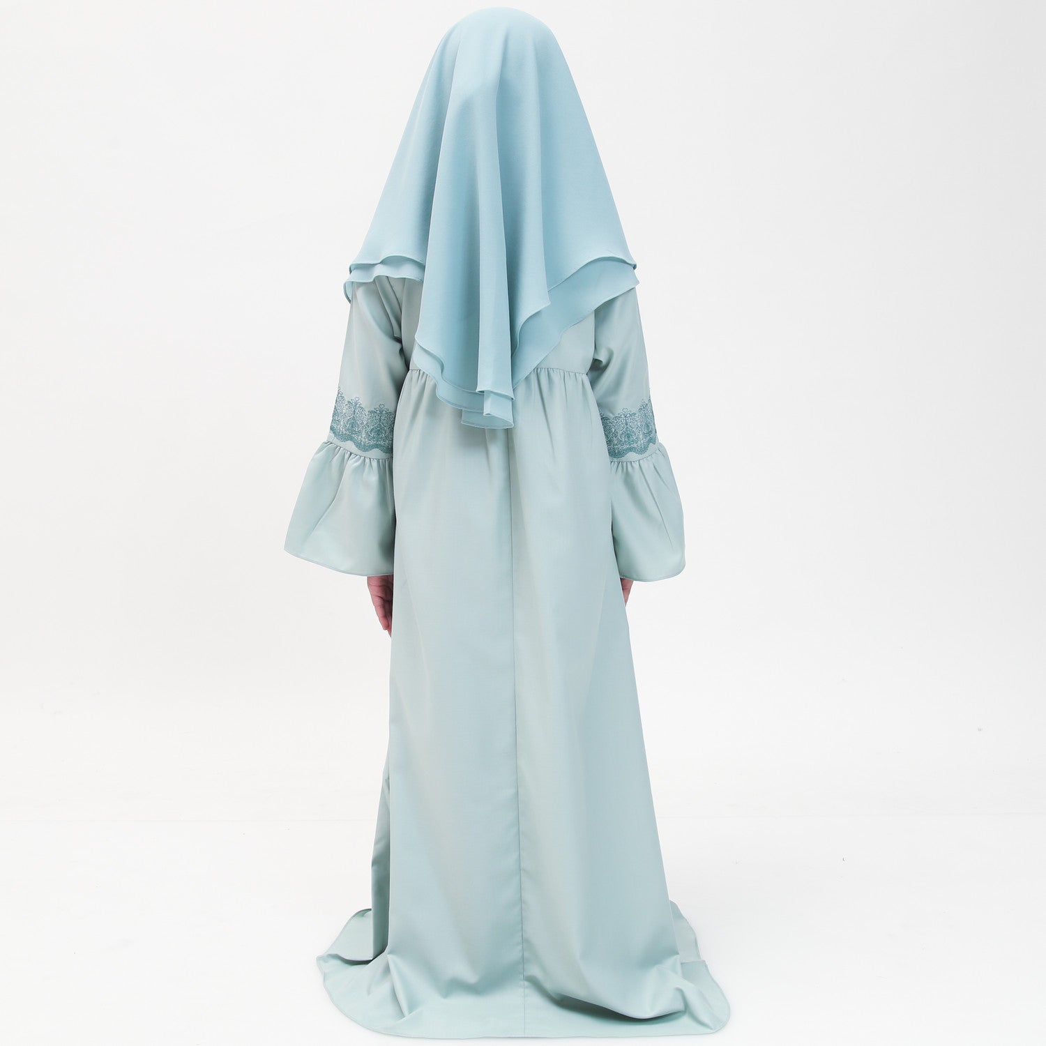 Elzatta Gamis Sarimbit Anak Katun Bordir - Sage