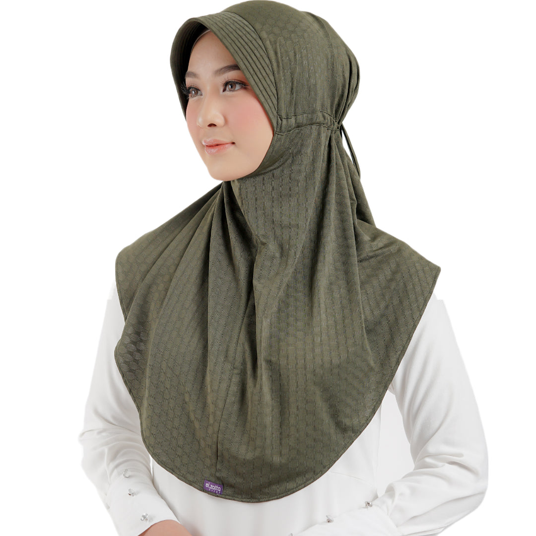 Elzatta Jilbab Instan Sahara Texture Oval - Army