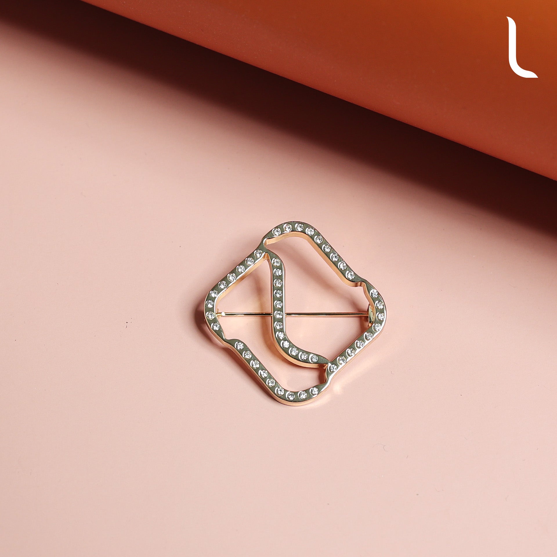 Elzatta Monogram Diamond Brooch - Silver