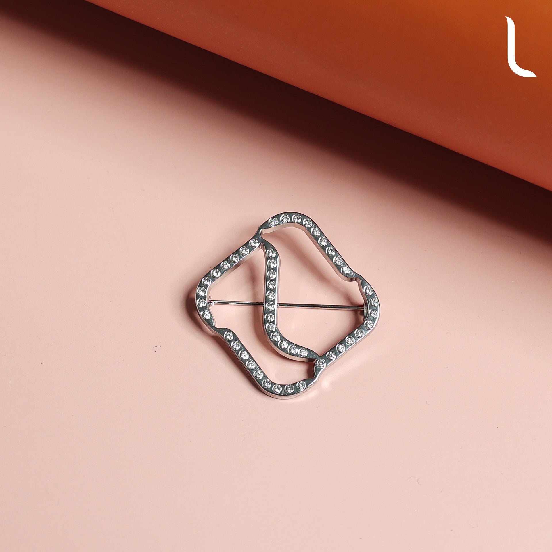 Elzatta Monogram Diamond Brooch - Silver