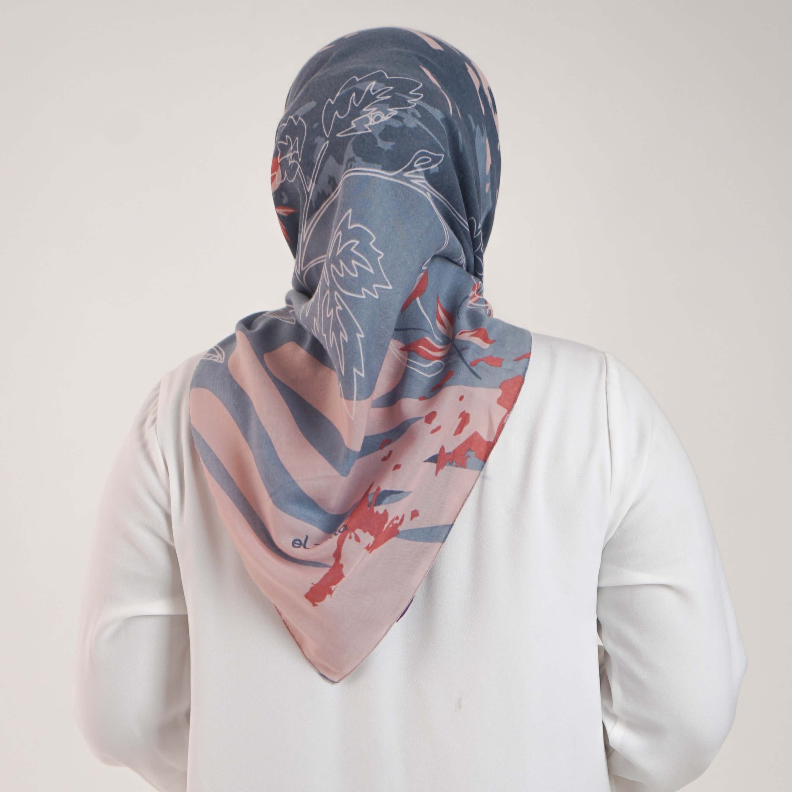 Elzatta Scarf Kaila Painting Floral - Biru