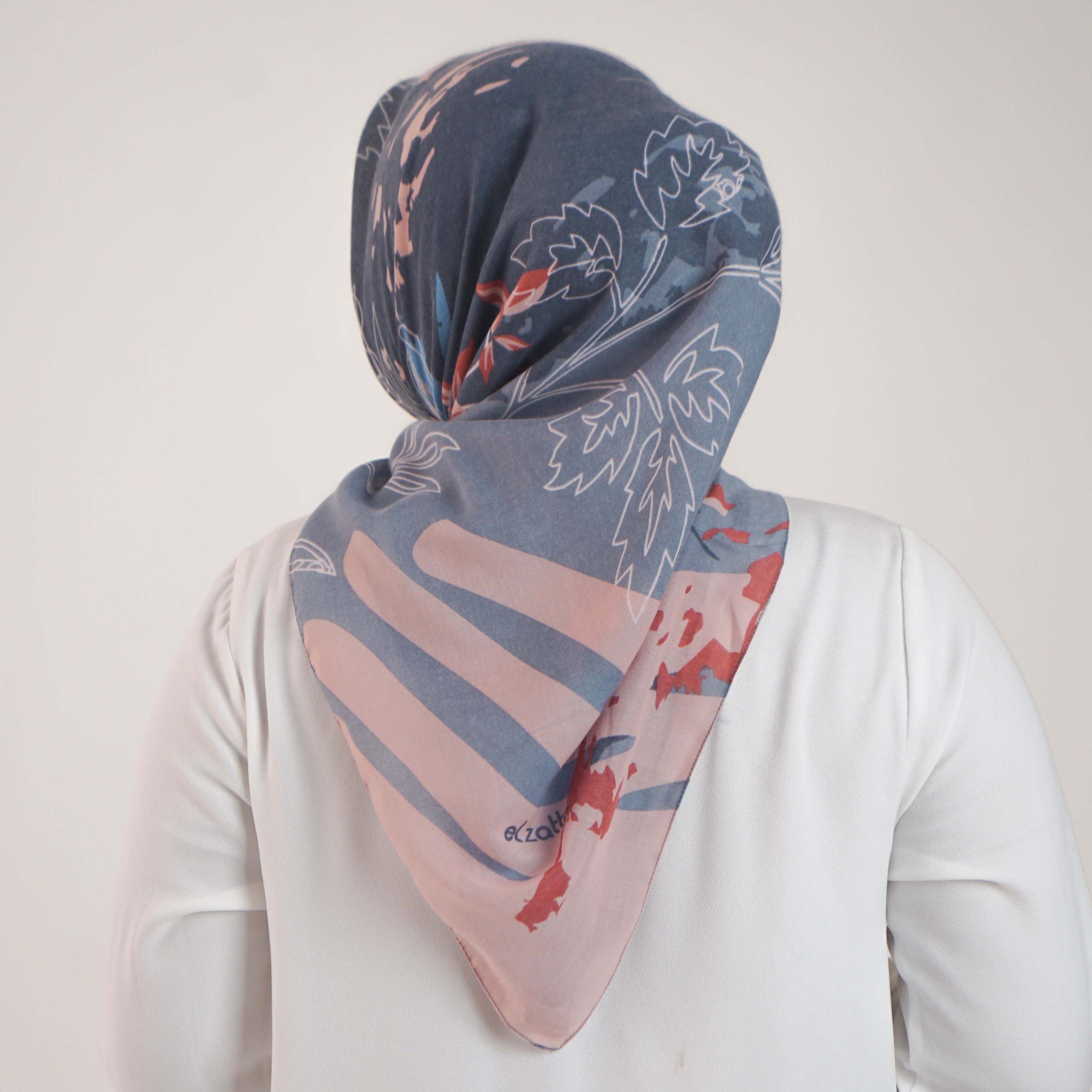Elzatta Scarf Kaila Painting Floral - Biru