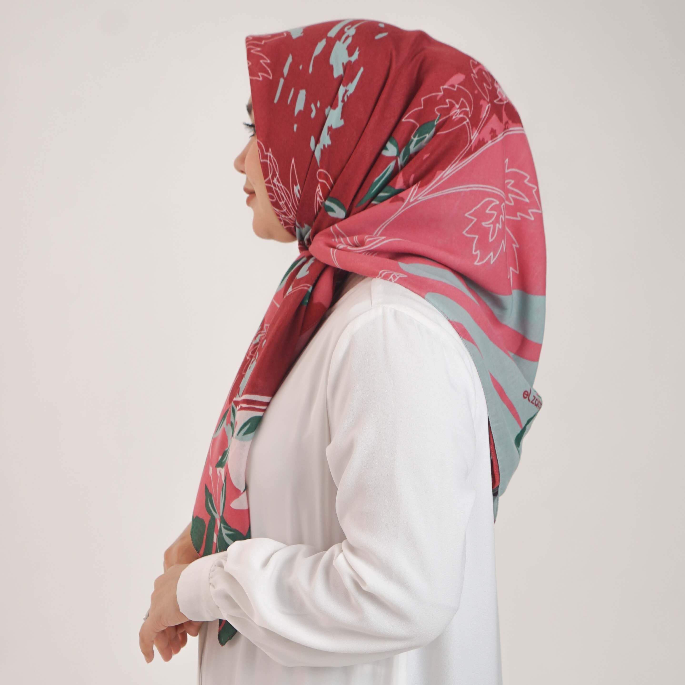 Elzatta Scarf Kaila Painting Floral - Maroon