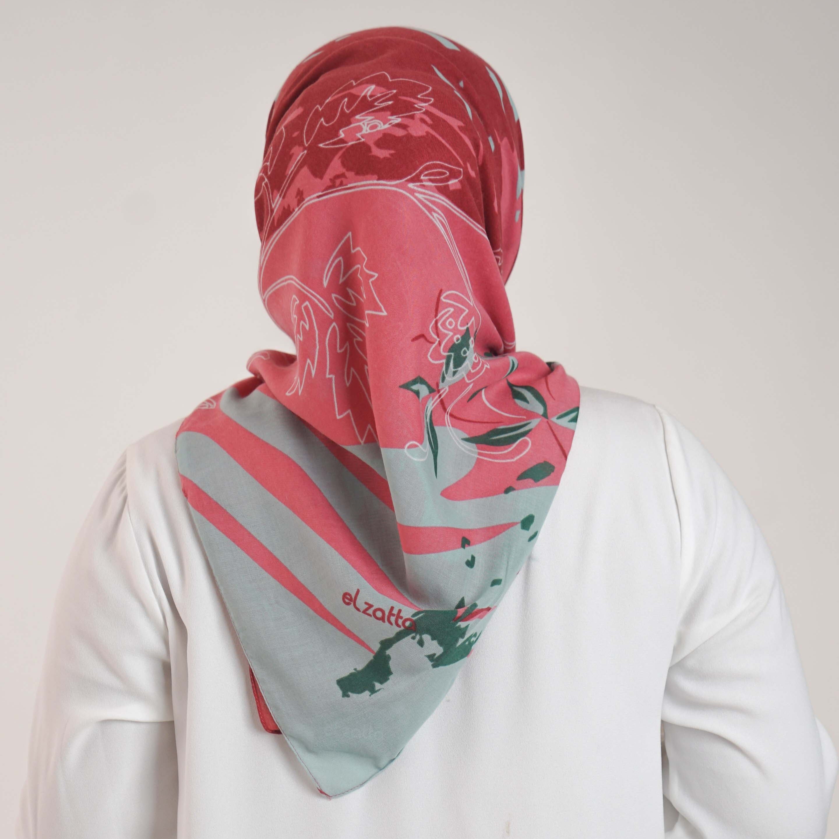 Elzatta Scarf Kaila Painting Floral - Maroon