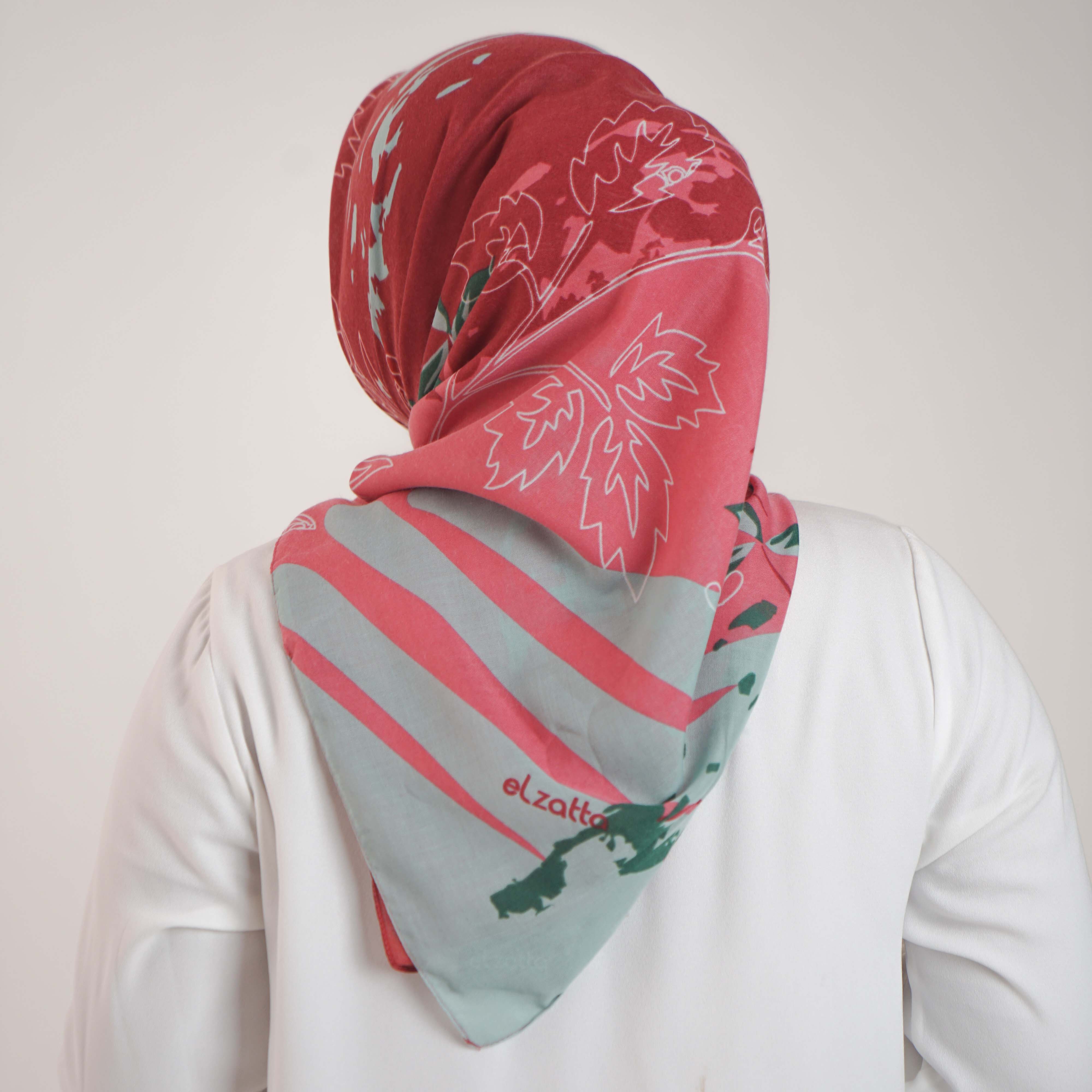 Elzatta Scarf Kaila Painting Floral - Maroon