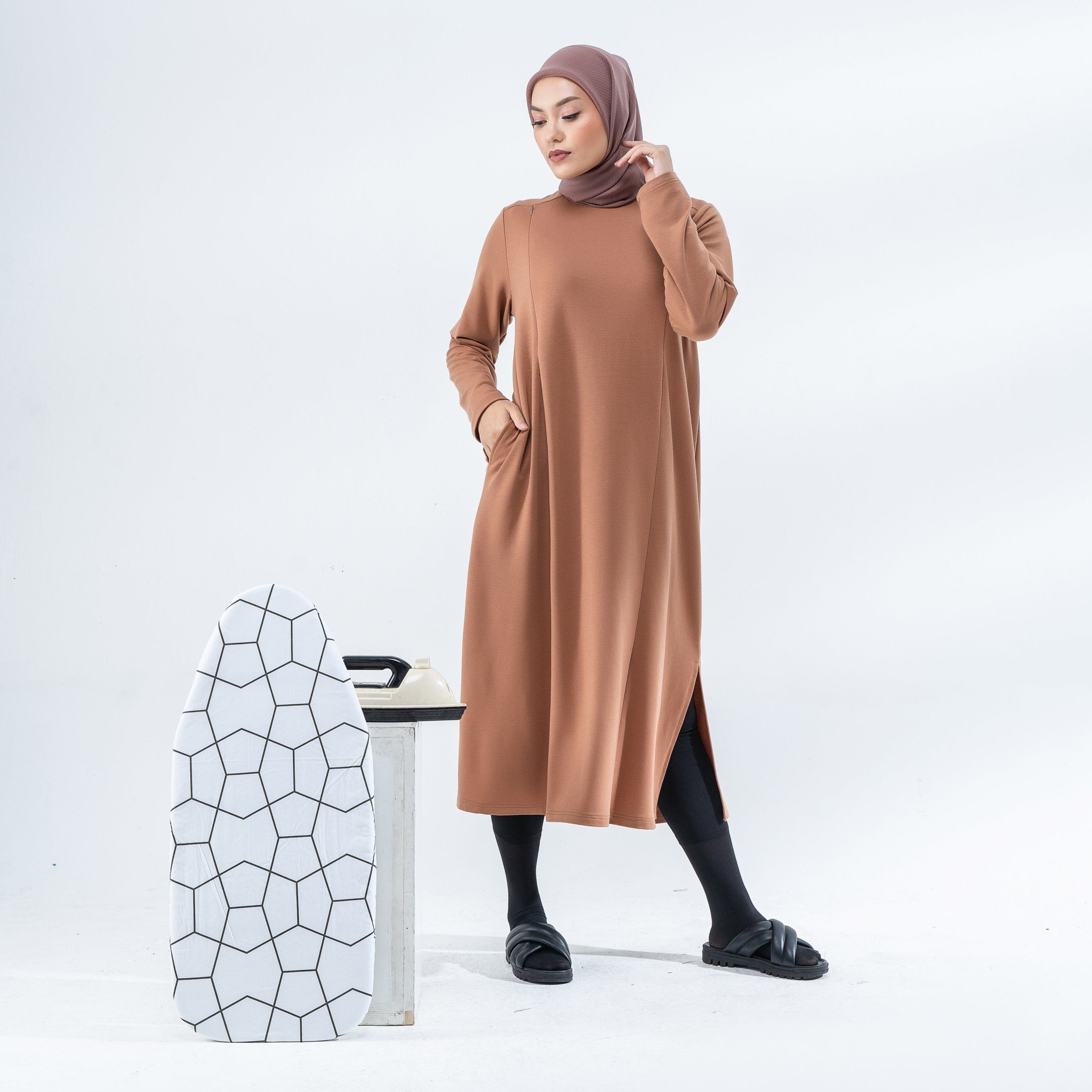 Elzatta Nursing Zippery Midi Dress Terry - Coksu