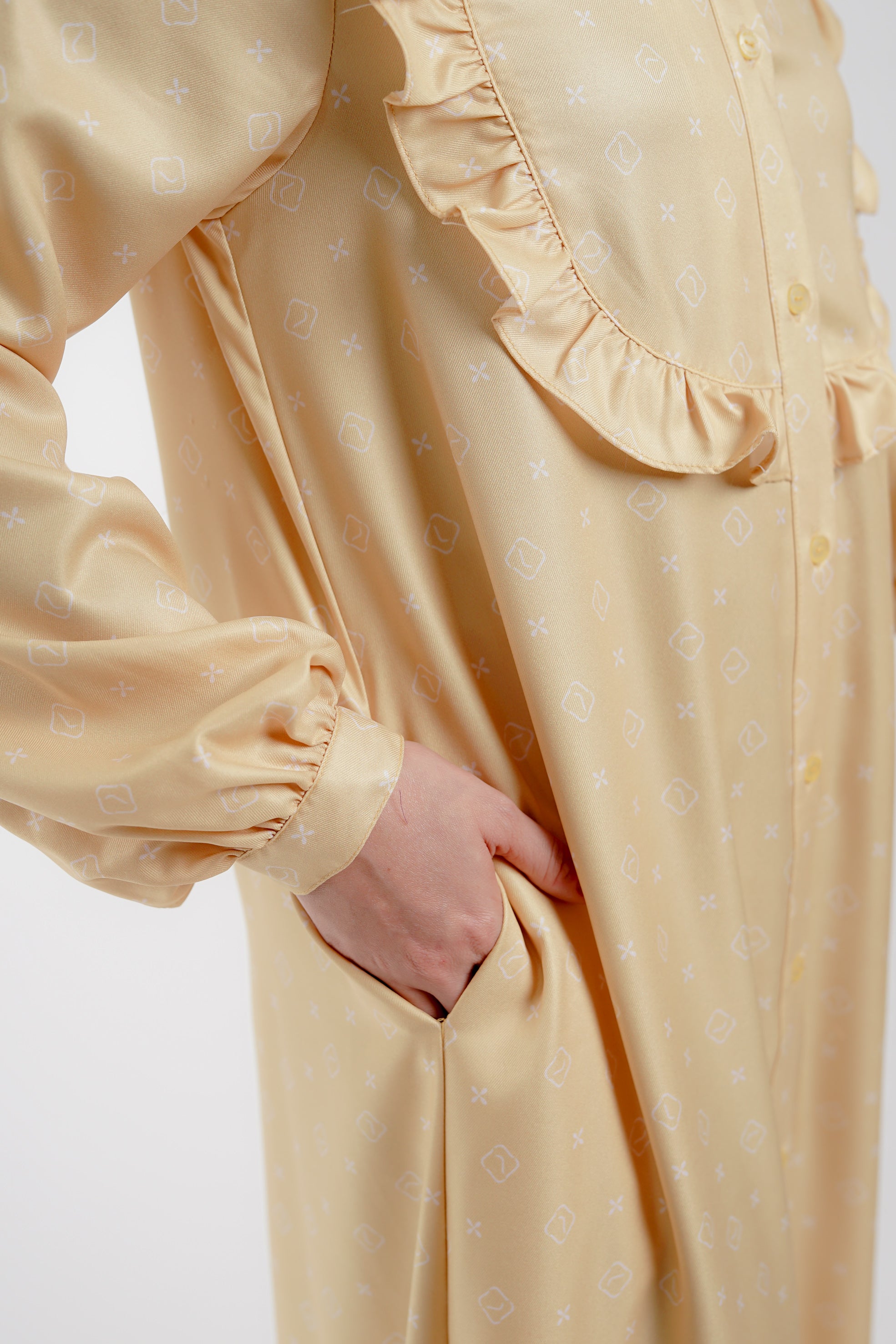 Gamis Frills L Kawung - Kuning