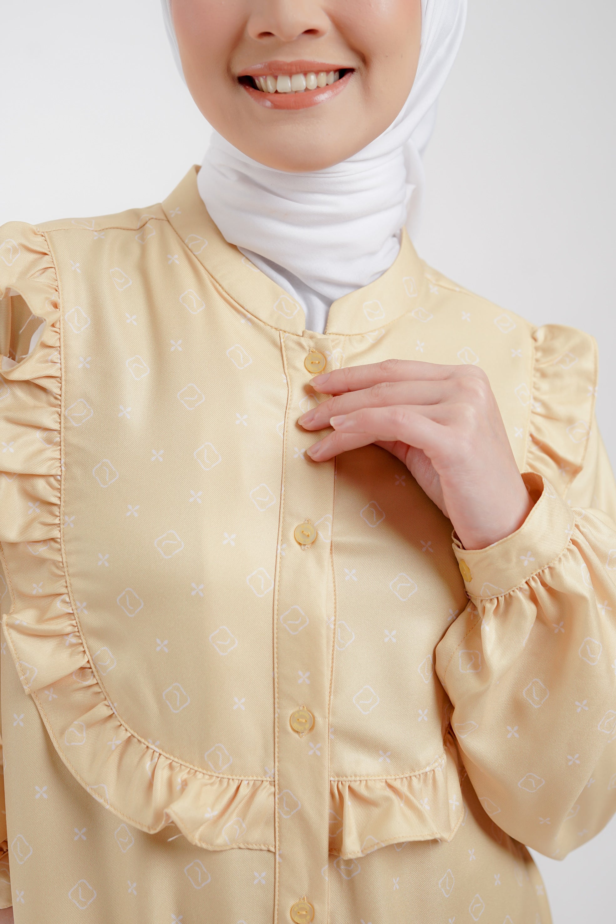 Gamis Frills L Kawung - Kuning