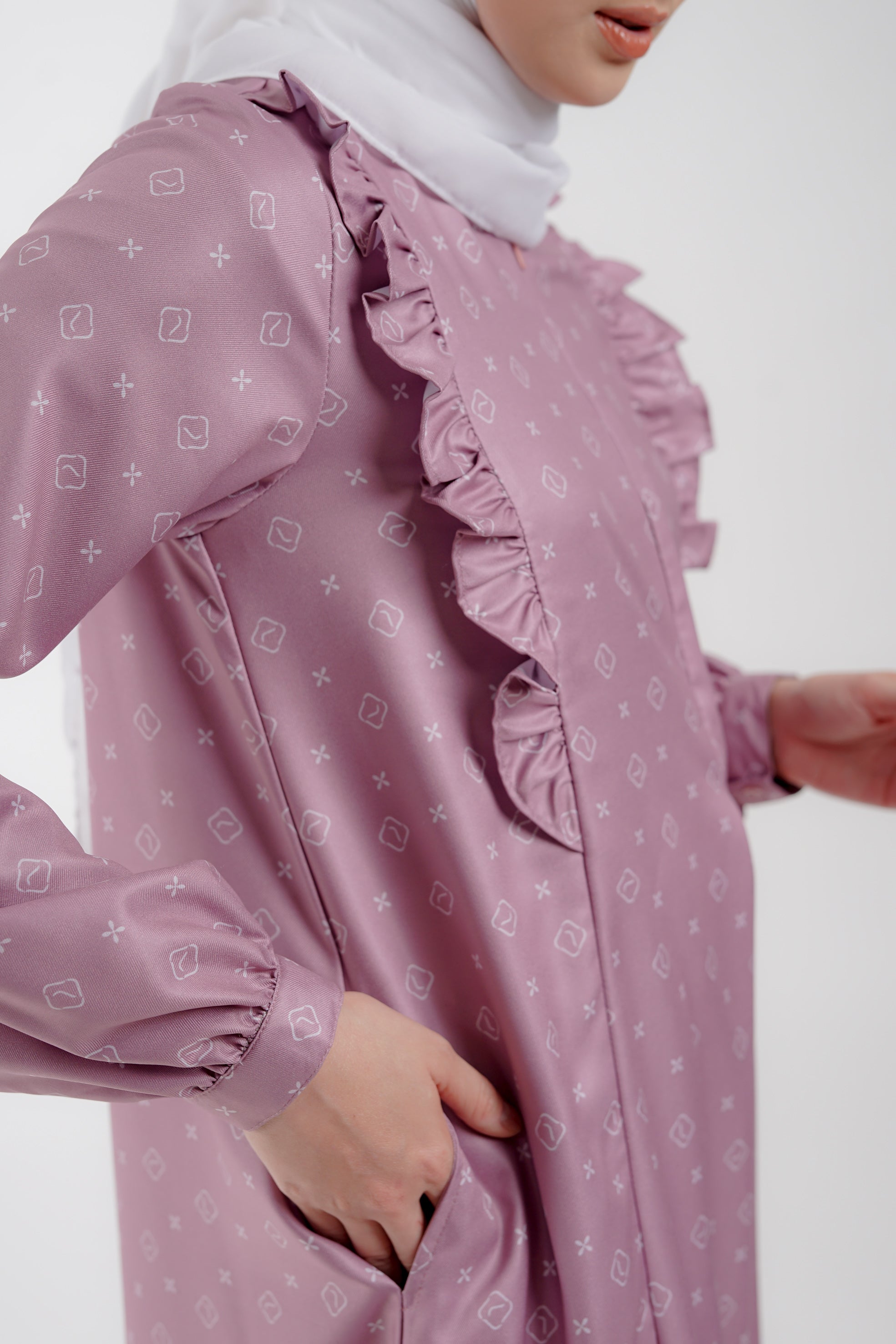 Elzatta Tunik Frills L Kawung - Ungu