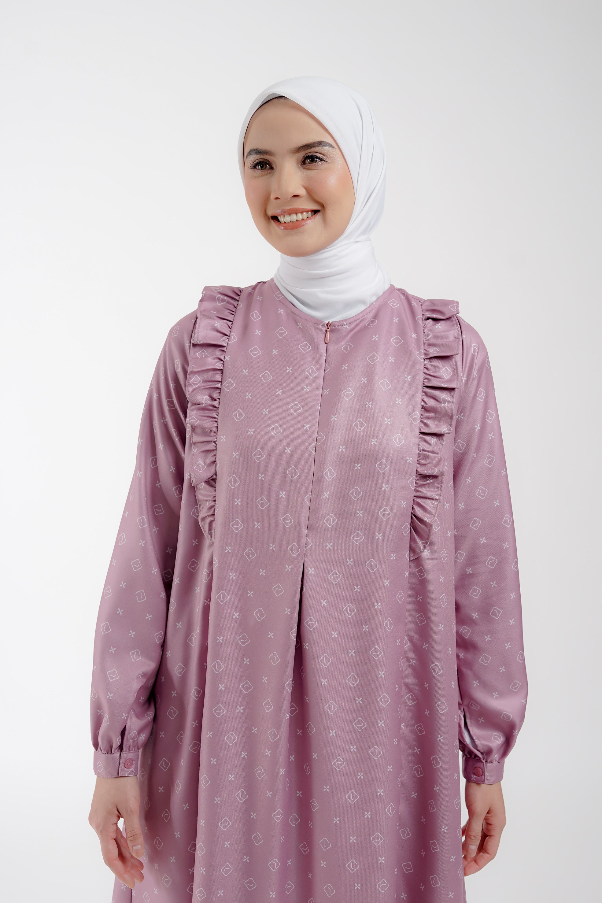 Elzatta Tunik Frills L Kawung - Ungu