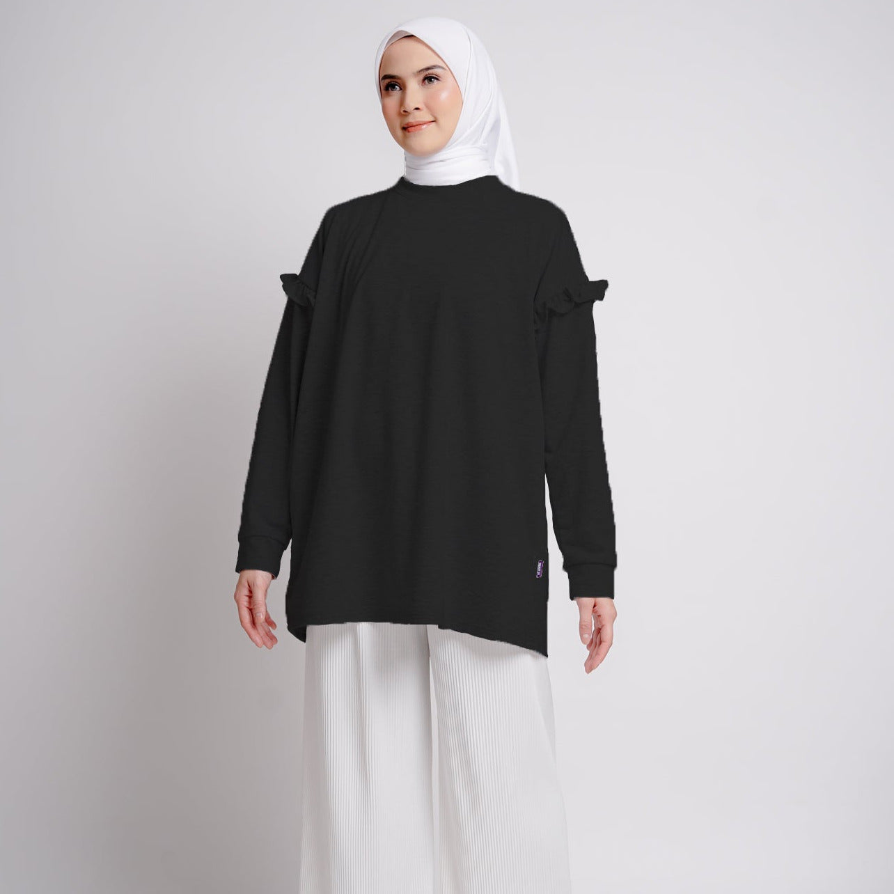 Elzatta Tunic Frills Terry - Hitam