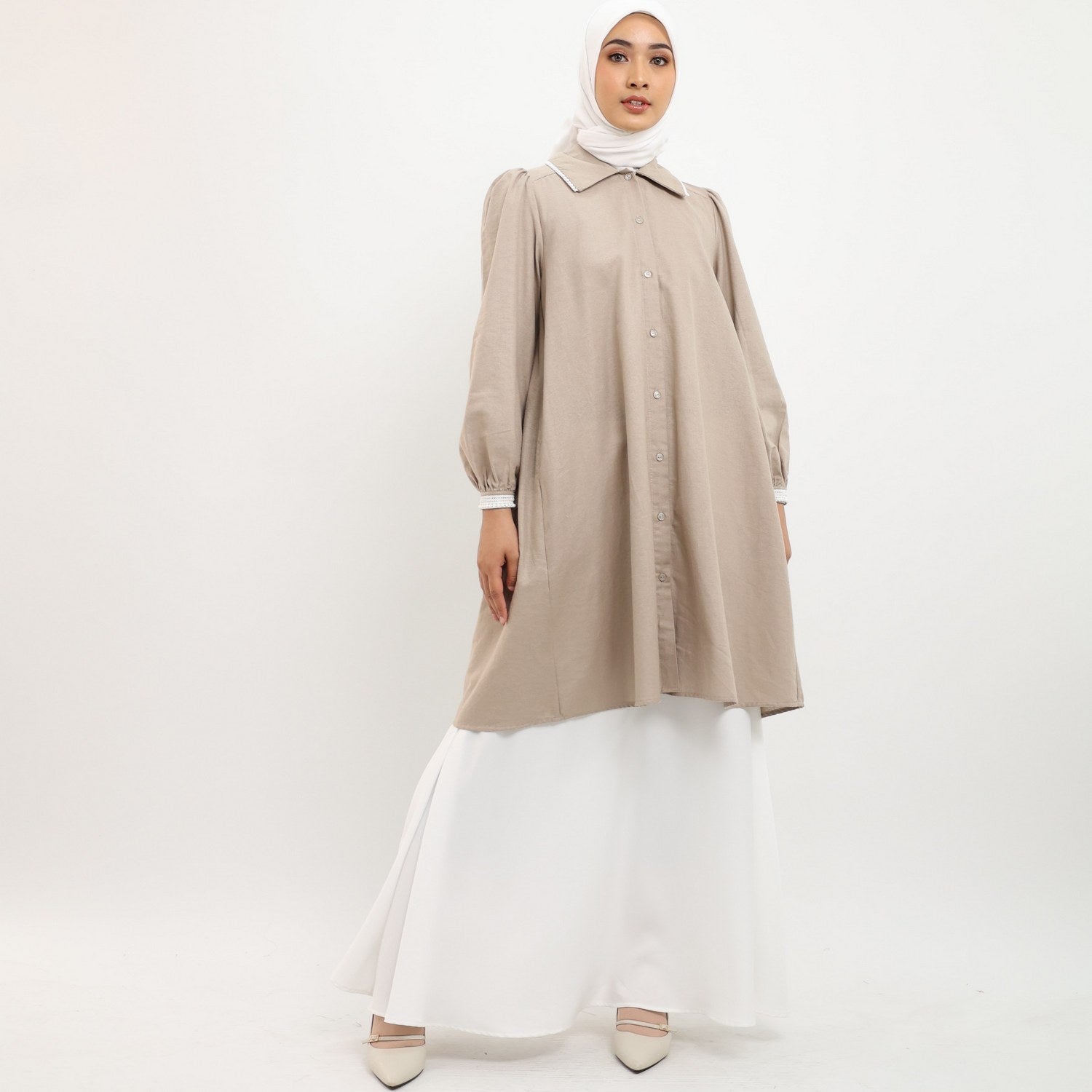 Elzatta Tunik Sarimbit Granada Linen - Cream