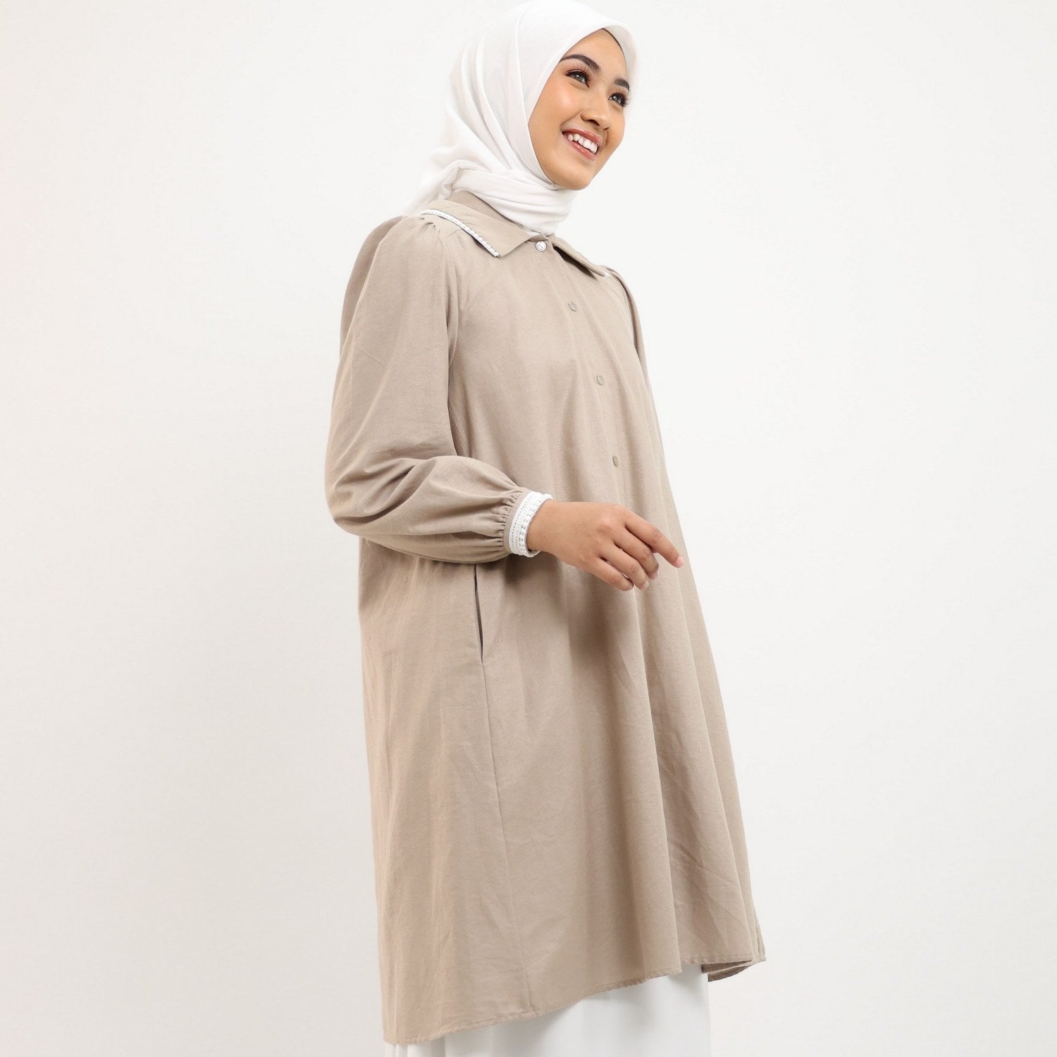 Elzatta Tunik Sarimbit Granada Linen - Cream