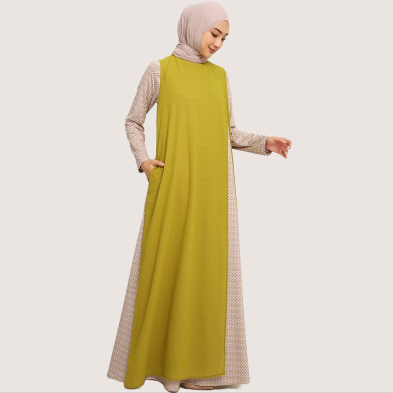 Elzatta Gamis Sarimbit Spandeks Layer Sevilla - Lime