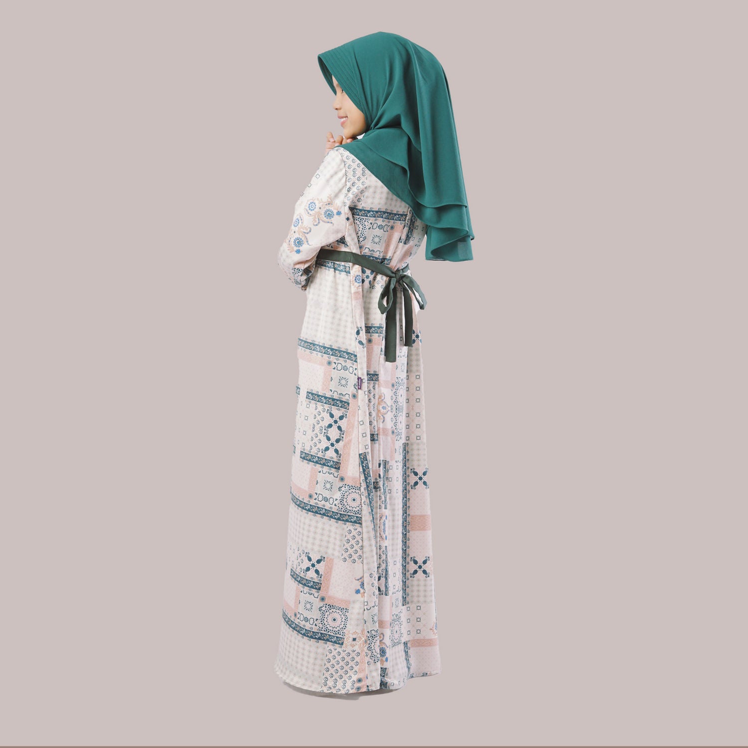 Elzatta Gamis Sarimbit Anak Granada Patchwork - Emerald