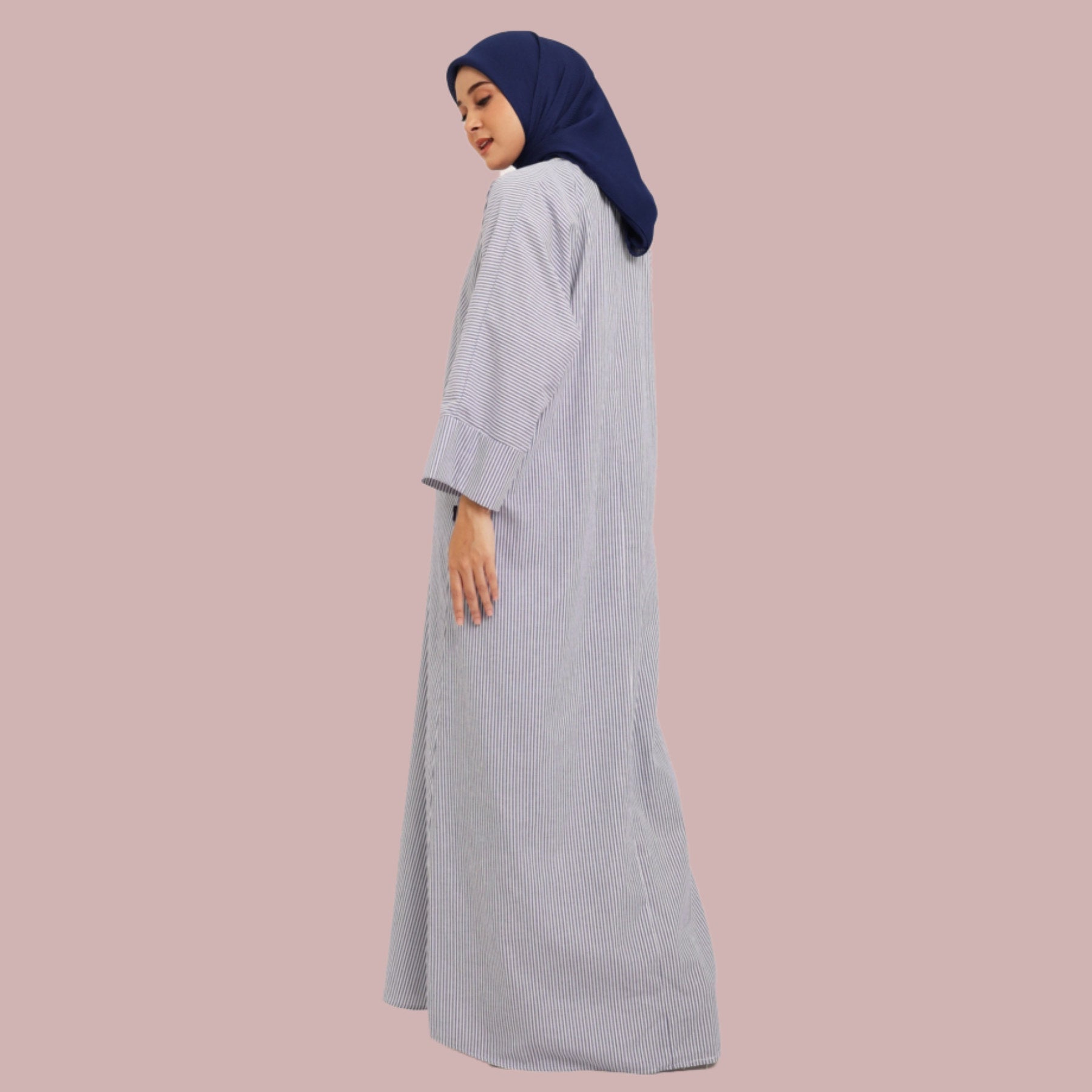 Elzatta Gamis Batwing Katun Stripe - Biru