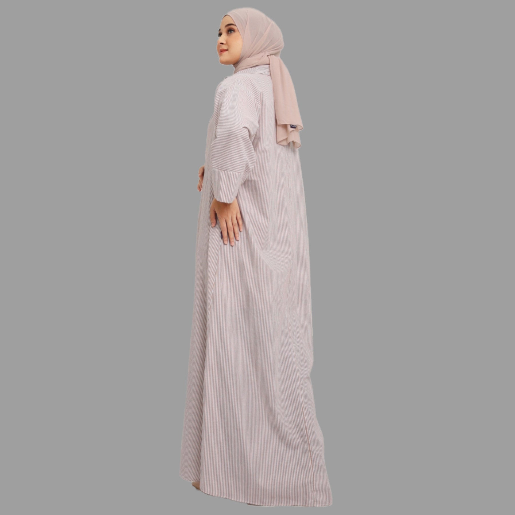 Elzatta Gamis Batwing Katun Stripe - Cokelat