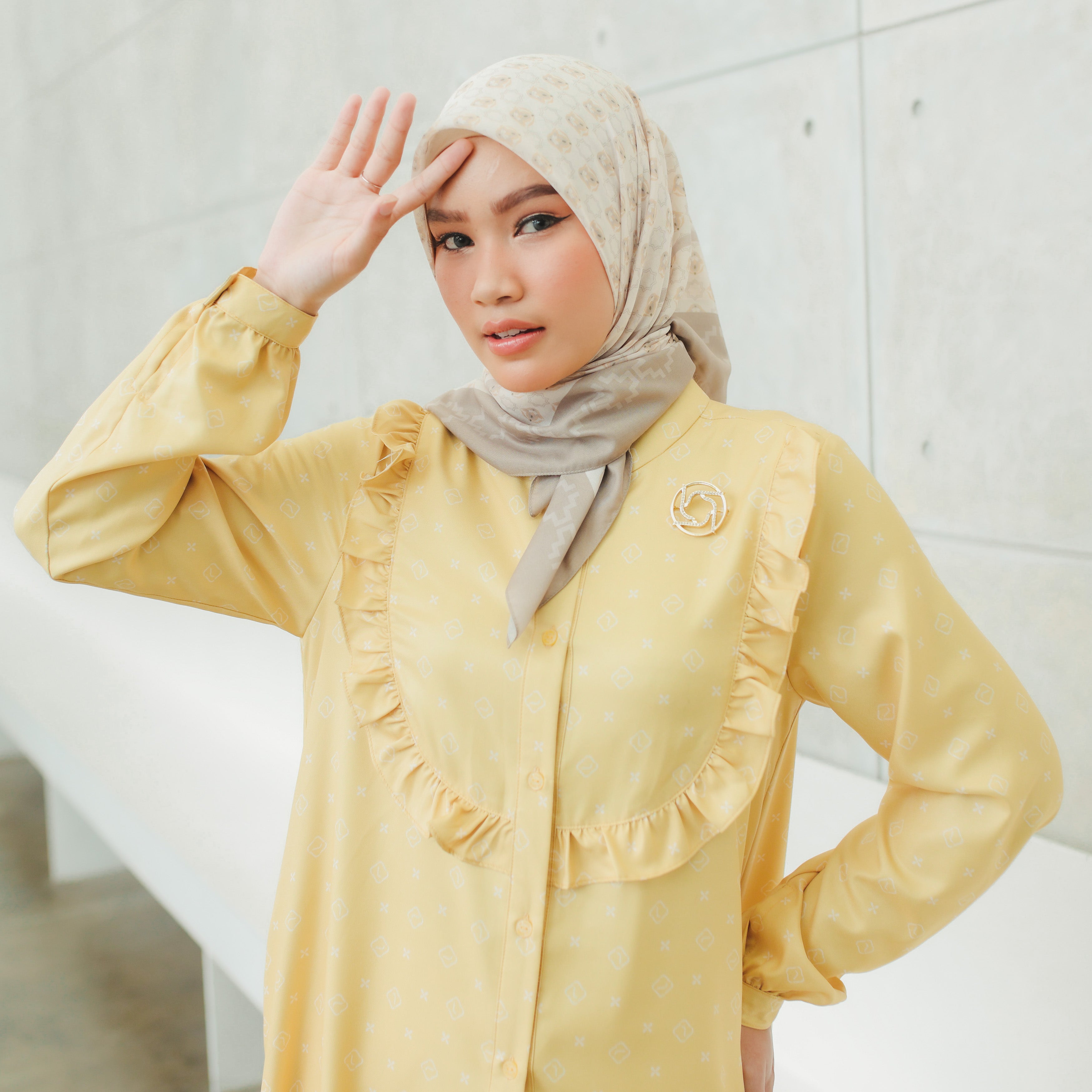Gamis Frills L Kawung - Kuning