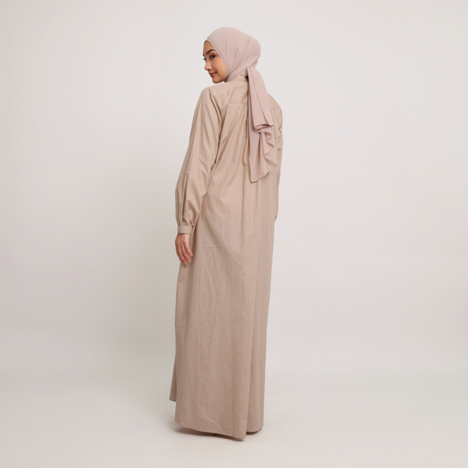Gamis Katun Print Granada - Cream