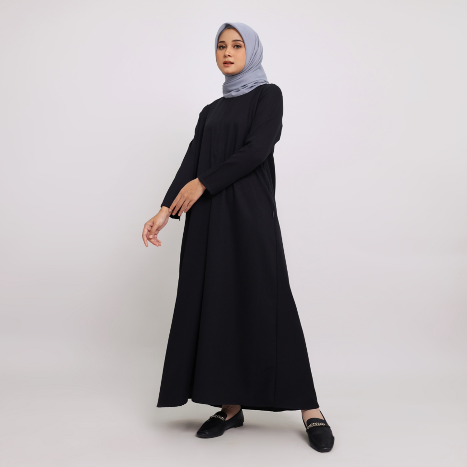 Elzatta Gamis Satin Basic - Hitam