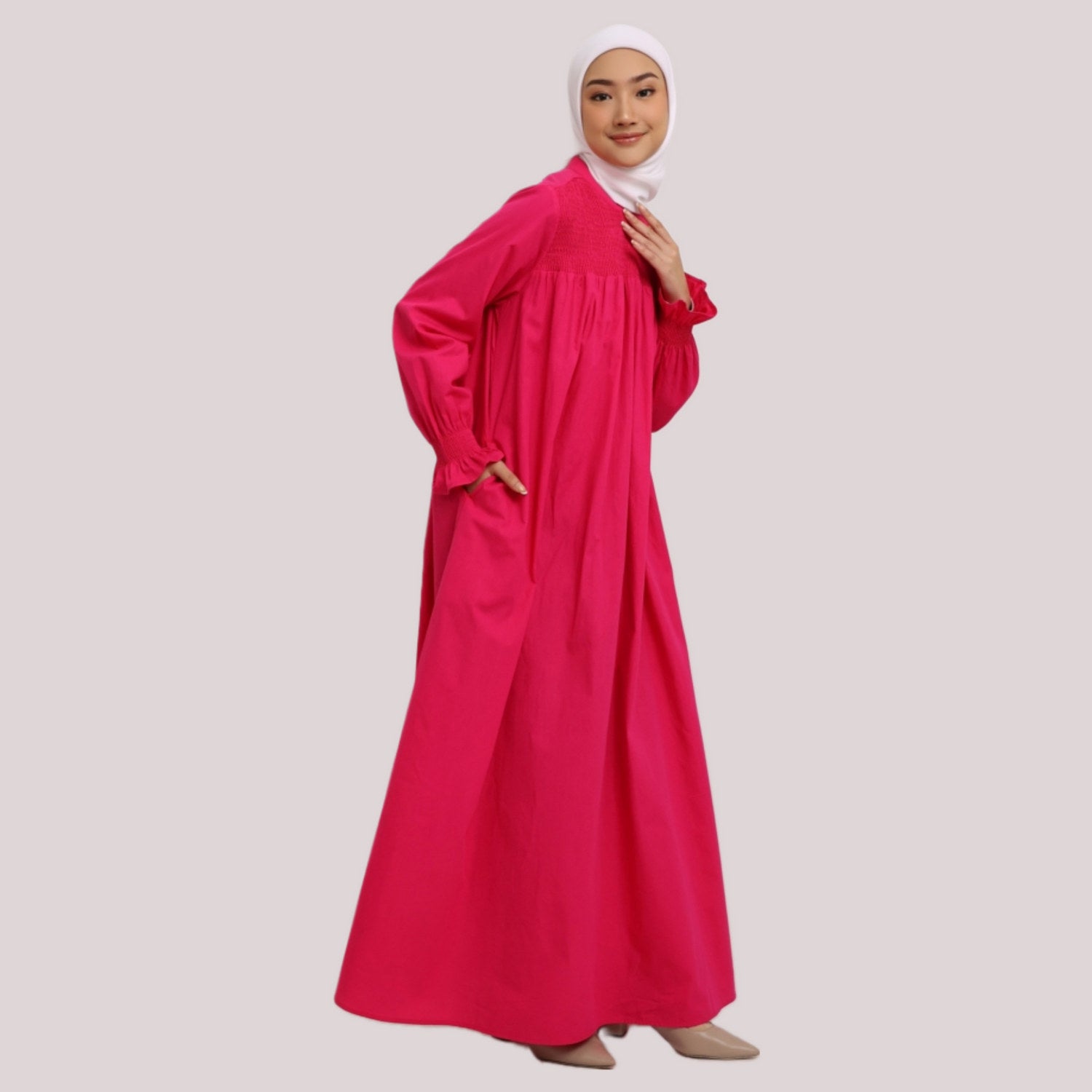Elzatta Gamis Katun Smock