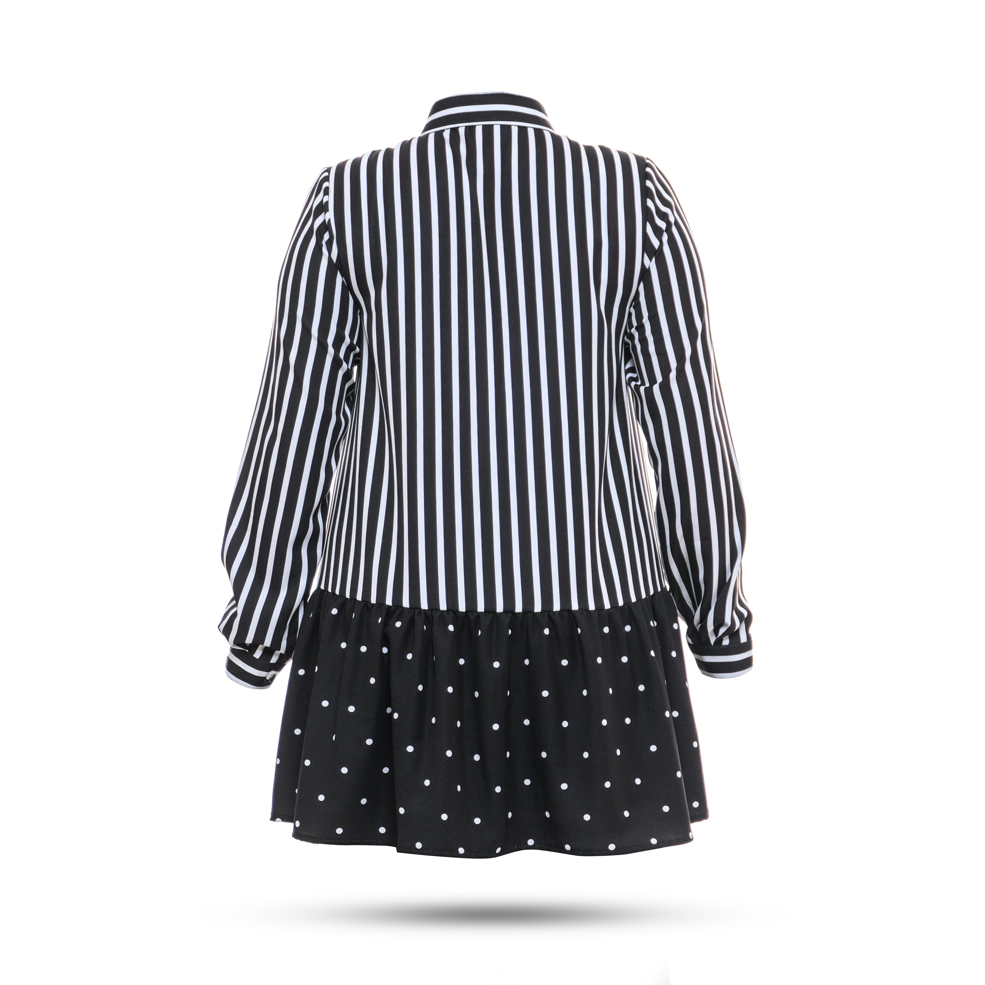 Elzatta Tunik Rayon Print Stripe Mix Polka - Hitam