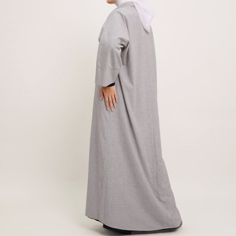 Gamis Batwing Katun Stripe - Grey