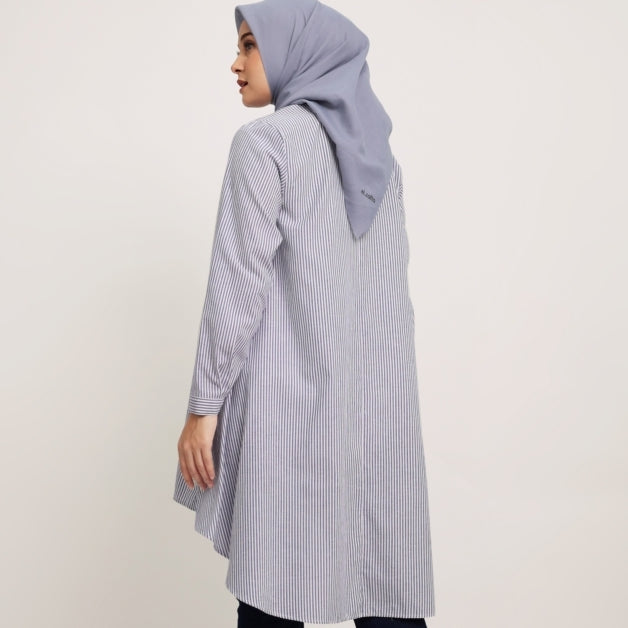 Elzatta Tunik Katun Stripe - Biru