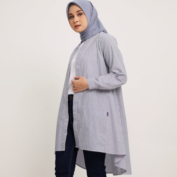 Elzatta Tunik Katun Stripe - Biru