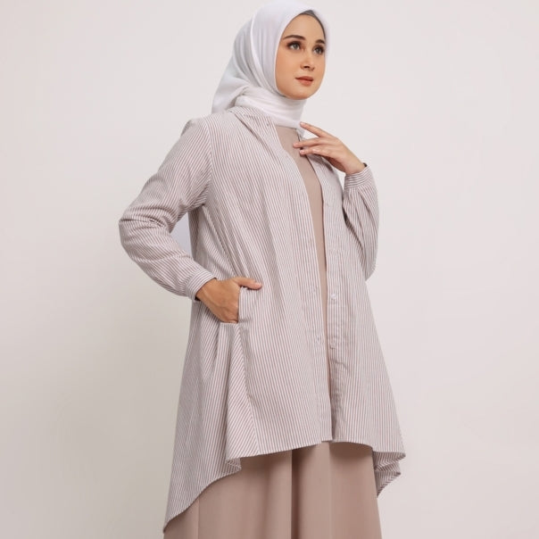 Elzatta Tunik Katun Stripe - Cokelat