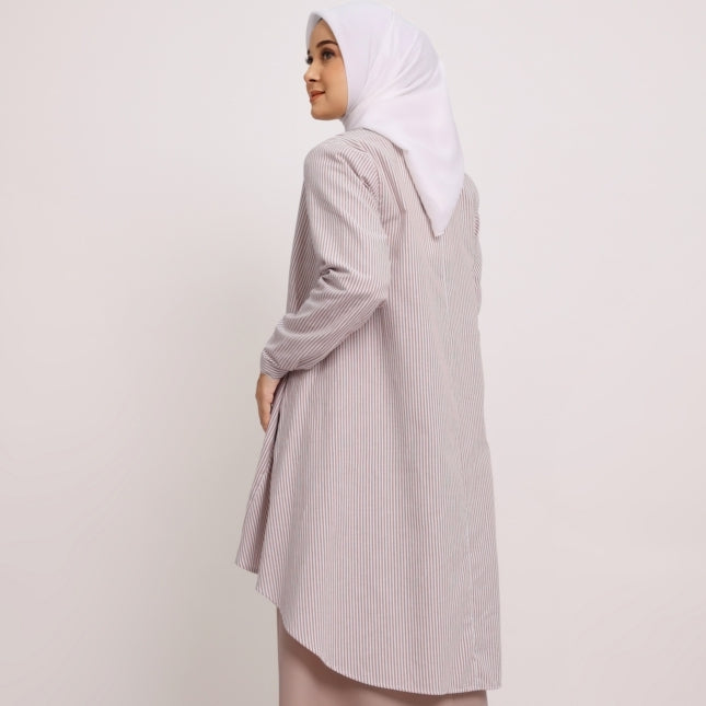 Elzatta Tunik Katun Stripe - Cokelat