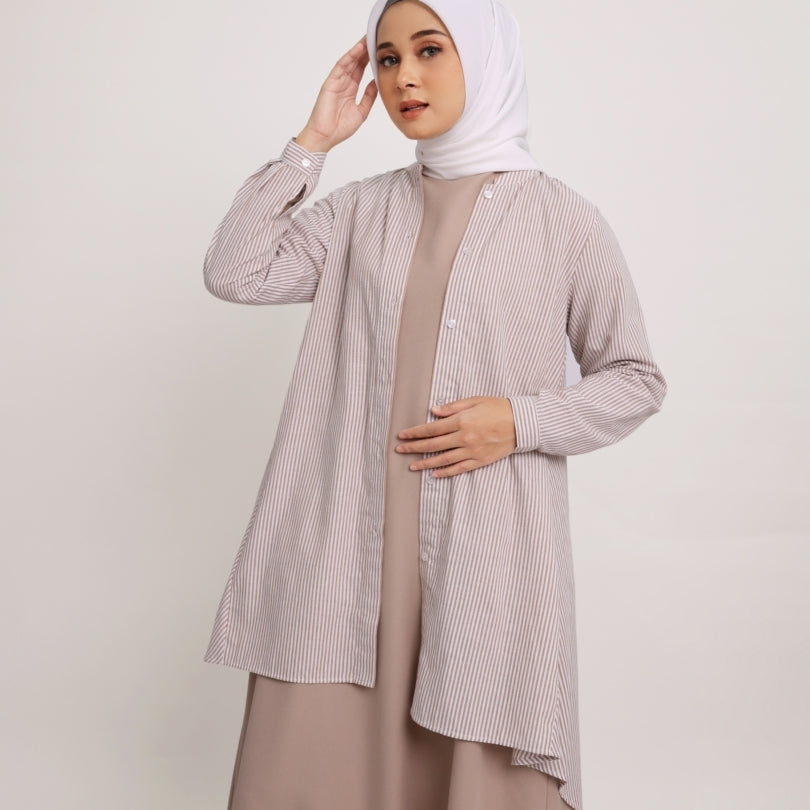 Elzatta Tunik Katun Stripe - Cokelat
