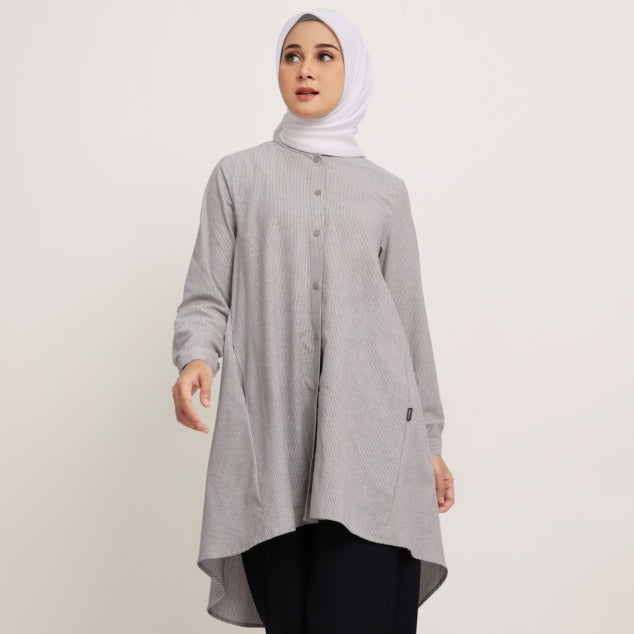 Elzatta Tunik Katun Stripe - Grey
