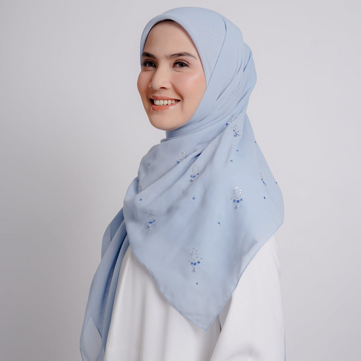 Elzatta Keisha Beads Flower - Biru Muda