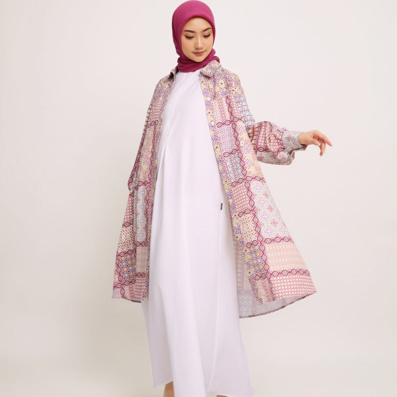 Elzatta Long Tunik Sarimbit Sevilla - Fuschia