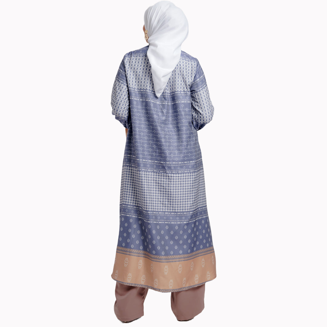 Elzatta Midi Dress Monogram - Biru