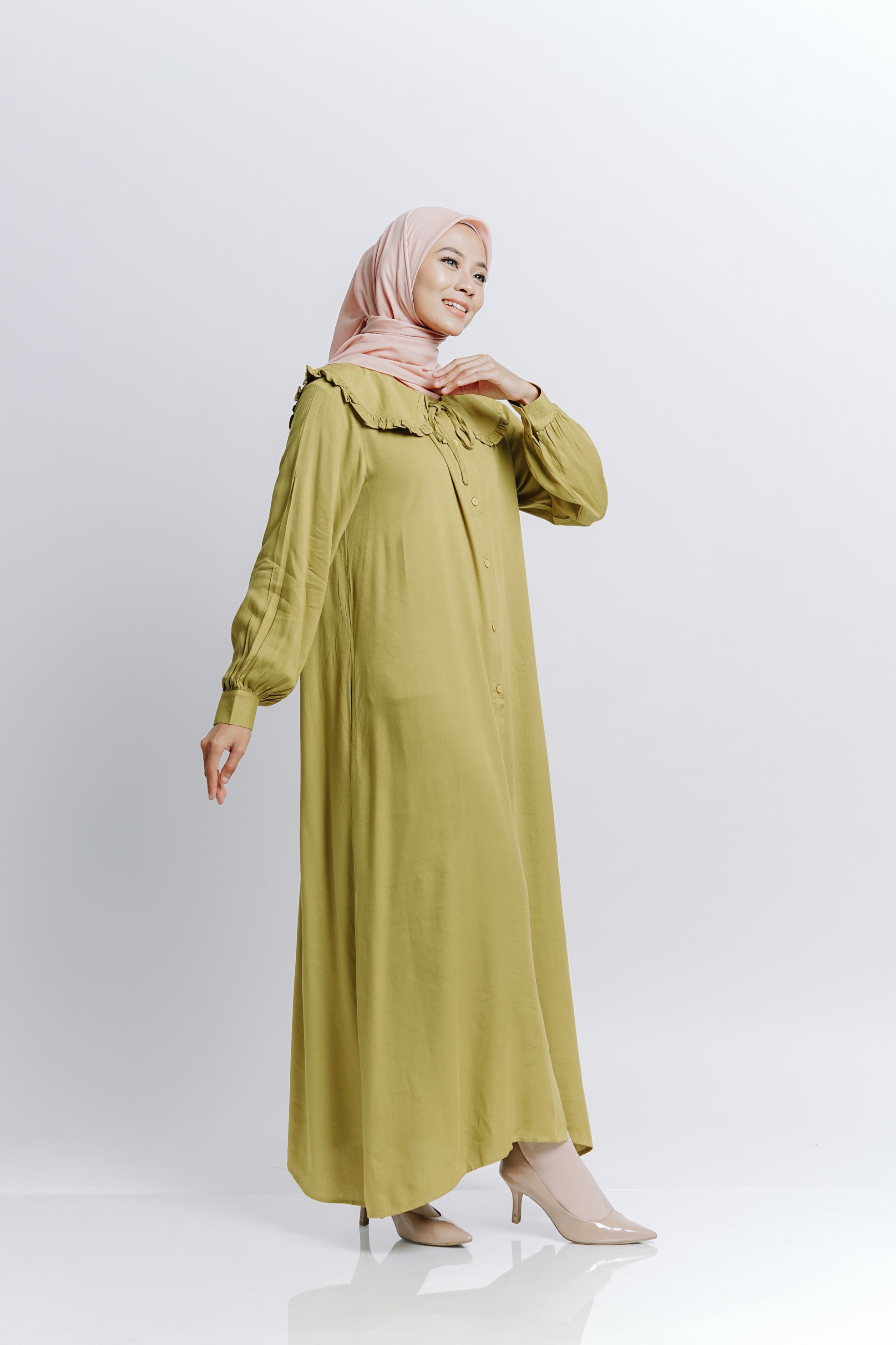 Gamis Frills Alwanira - Lime Green
