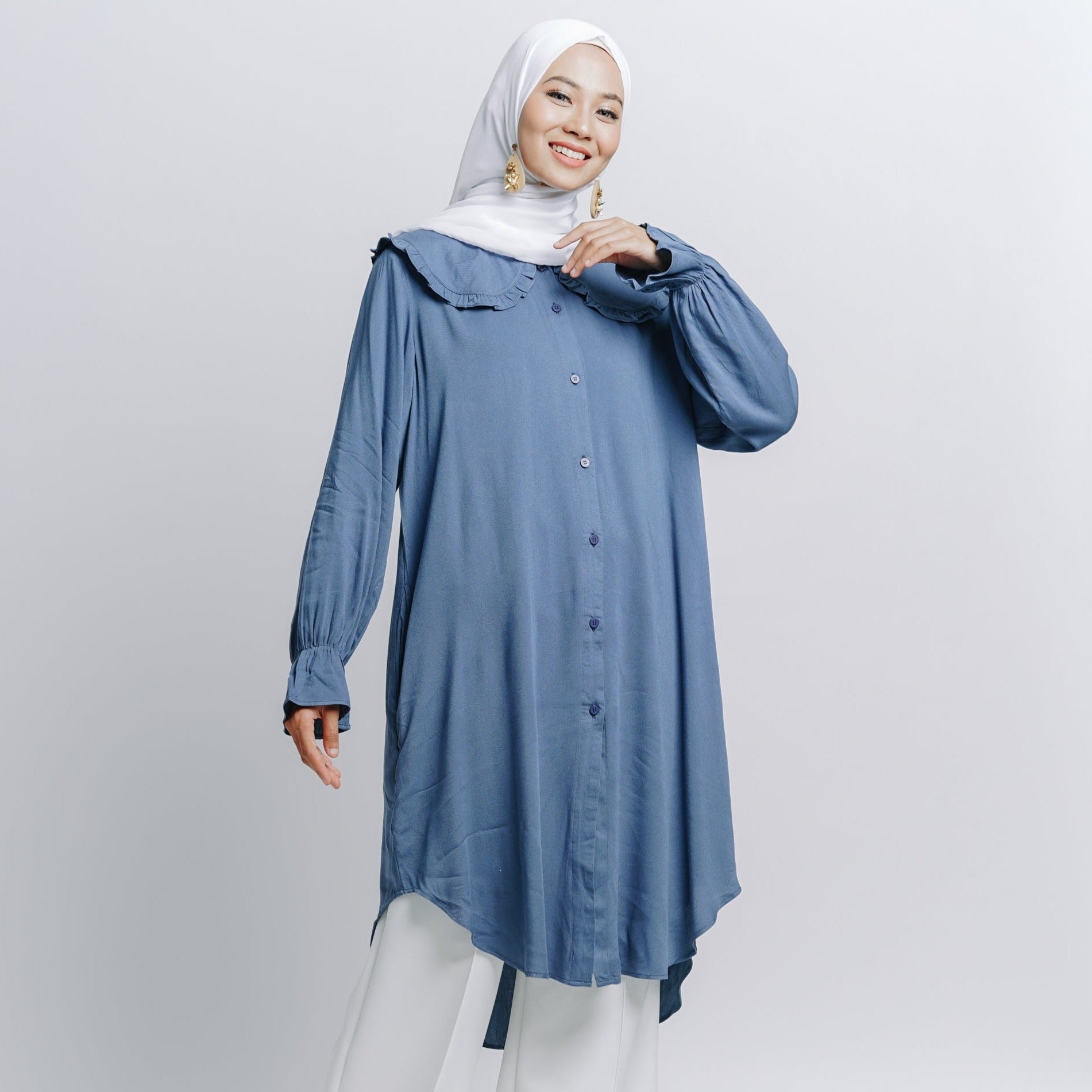 Elzatta Tunik Frills Alwanira - Denim