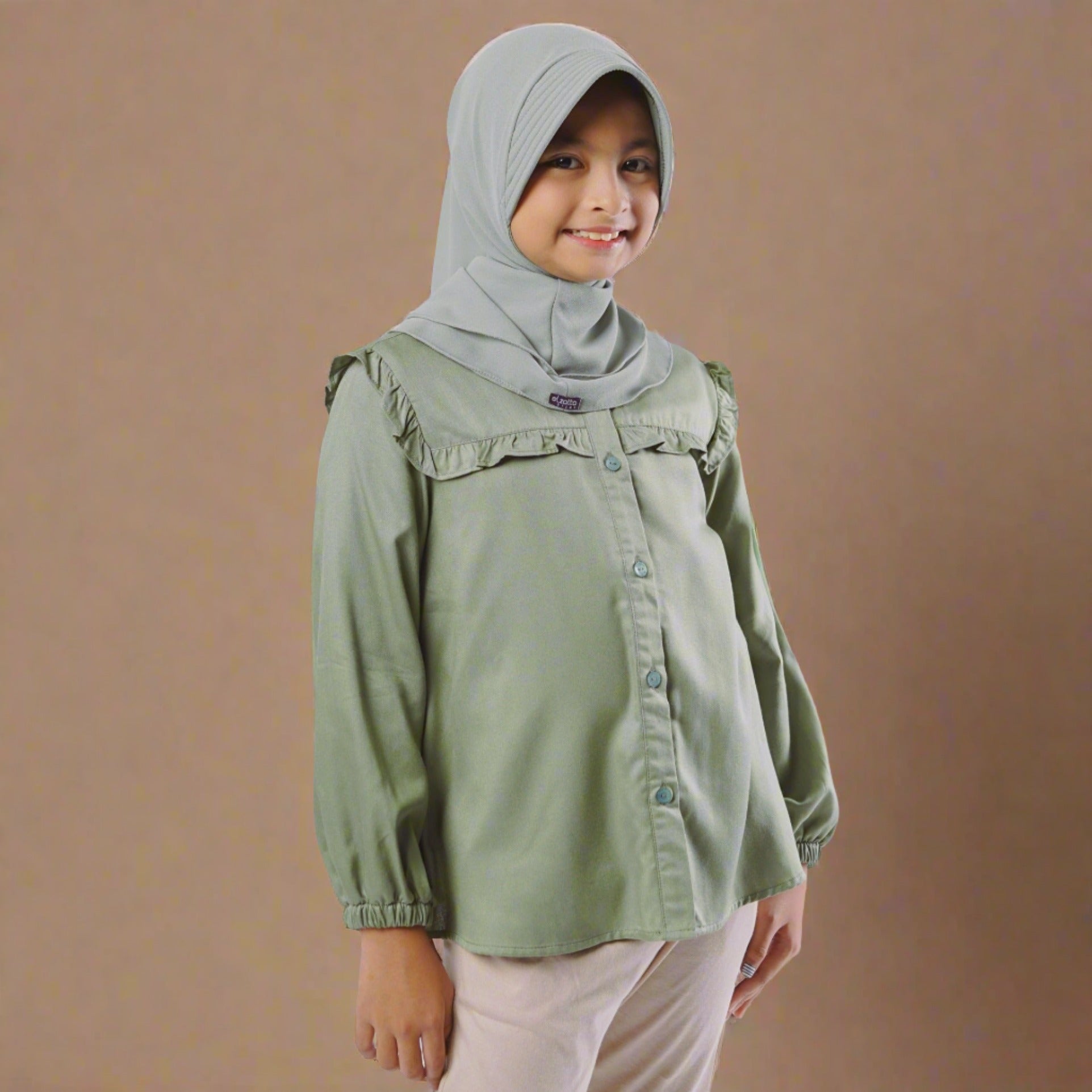 Elzatta Kids Tunik Rayon Anak Frills - Sage