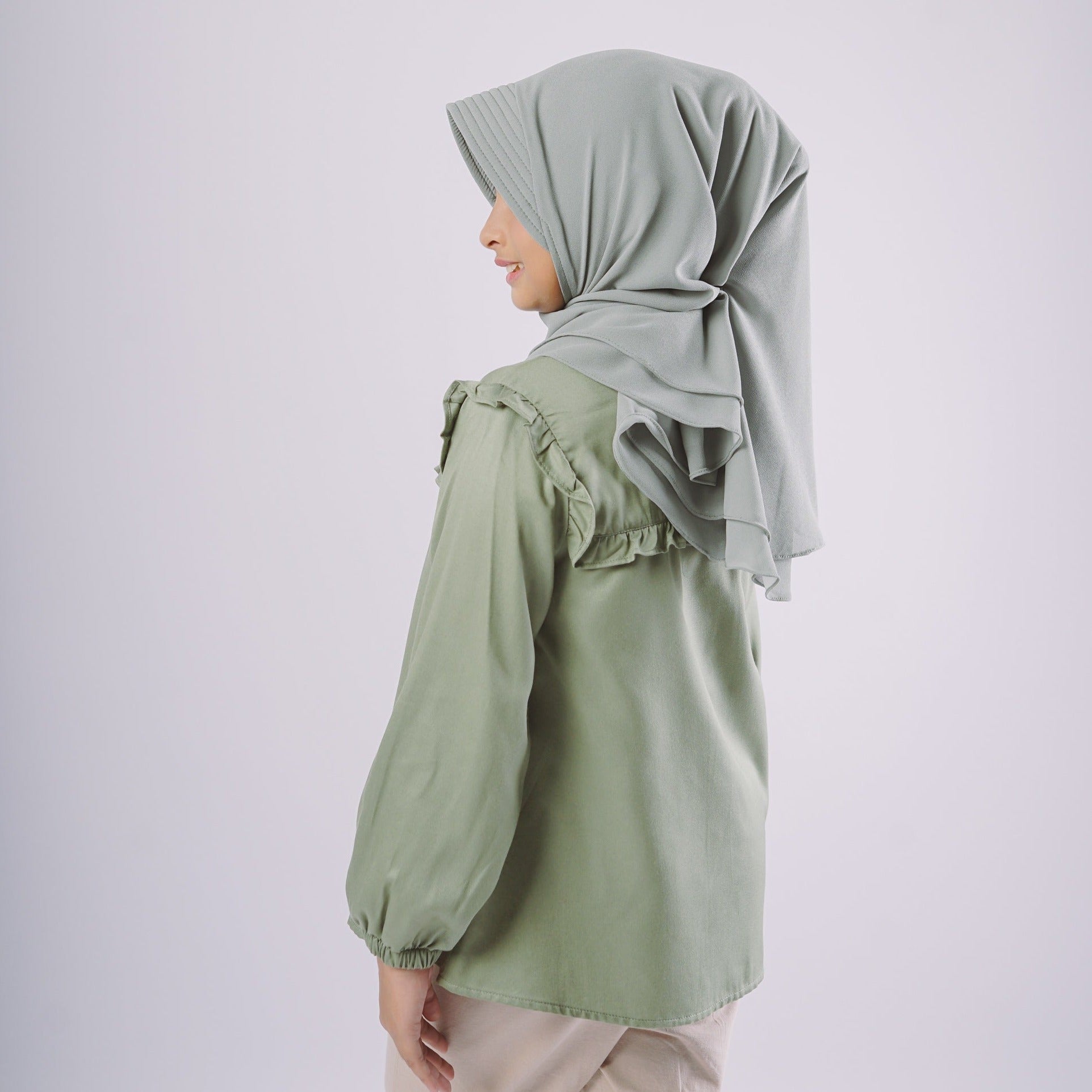 Elzatta Kids Tunik Rayon Anak Frills - Sage