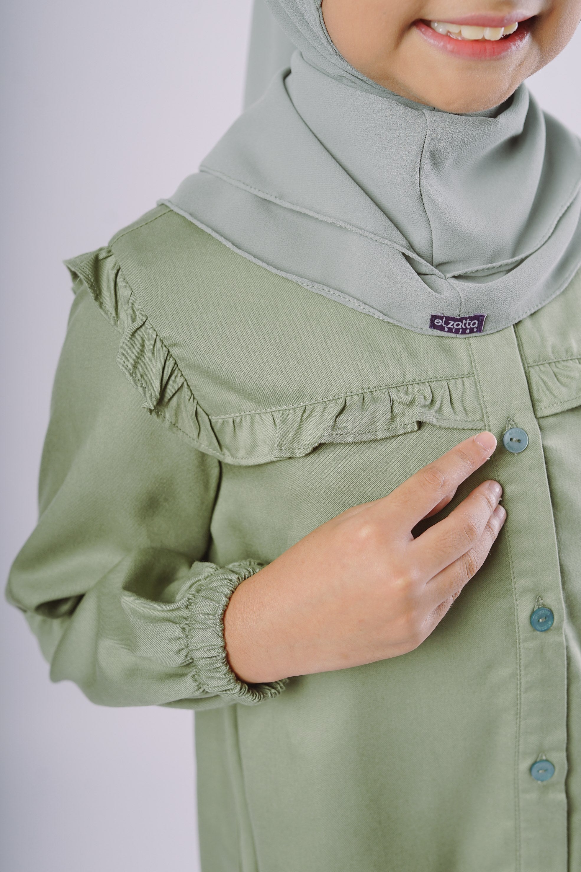 Elzatta Kids Tunik Rayon Anak Frills - Sage