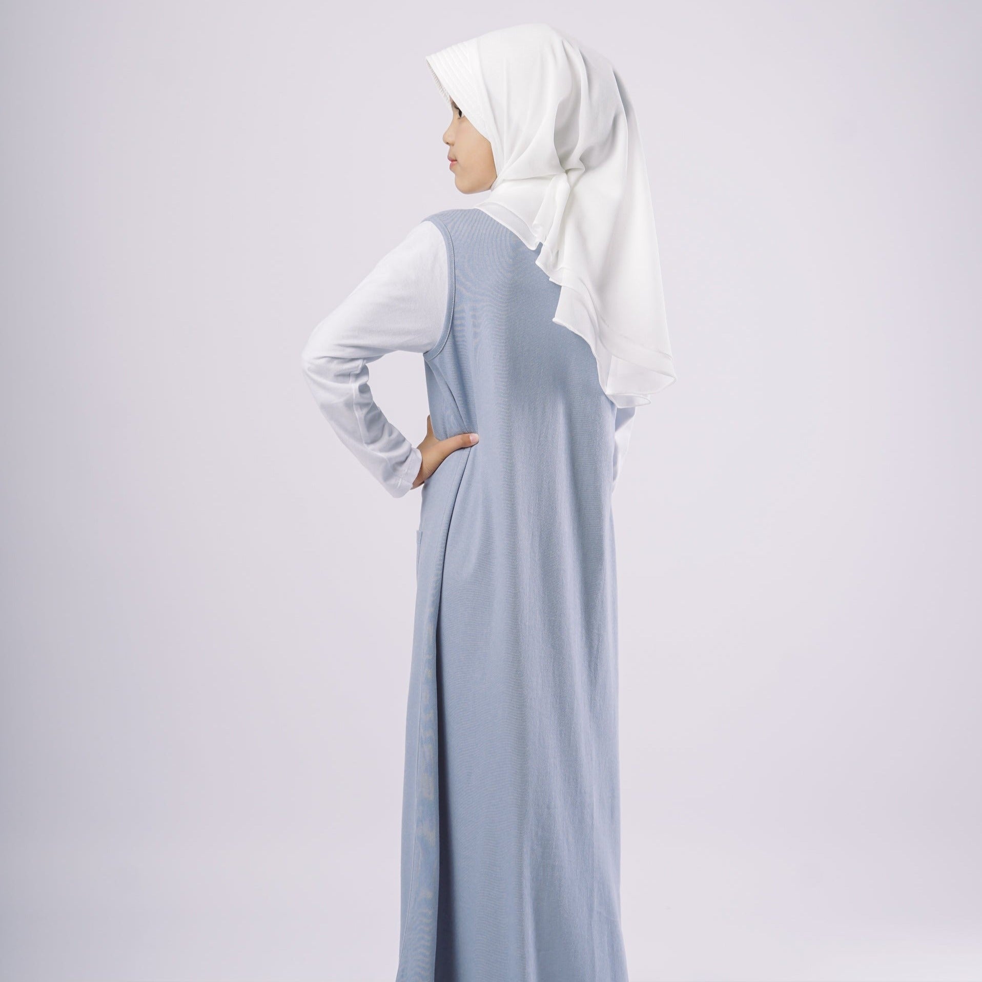 Gamis Knit Sleeveless Anak - BIru Denim