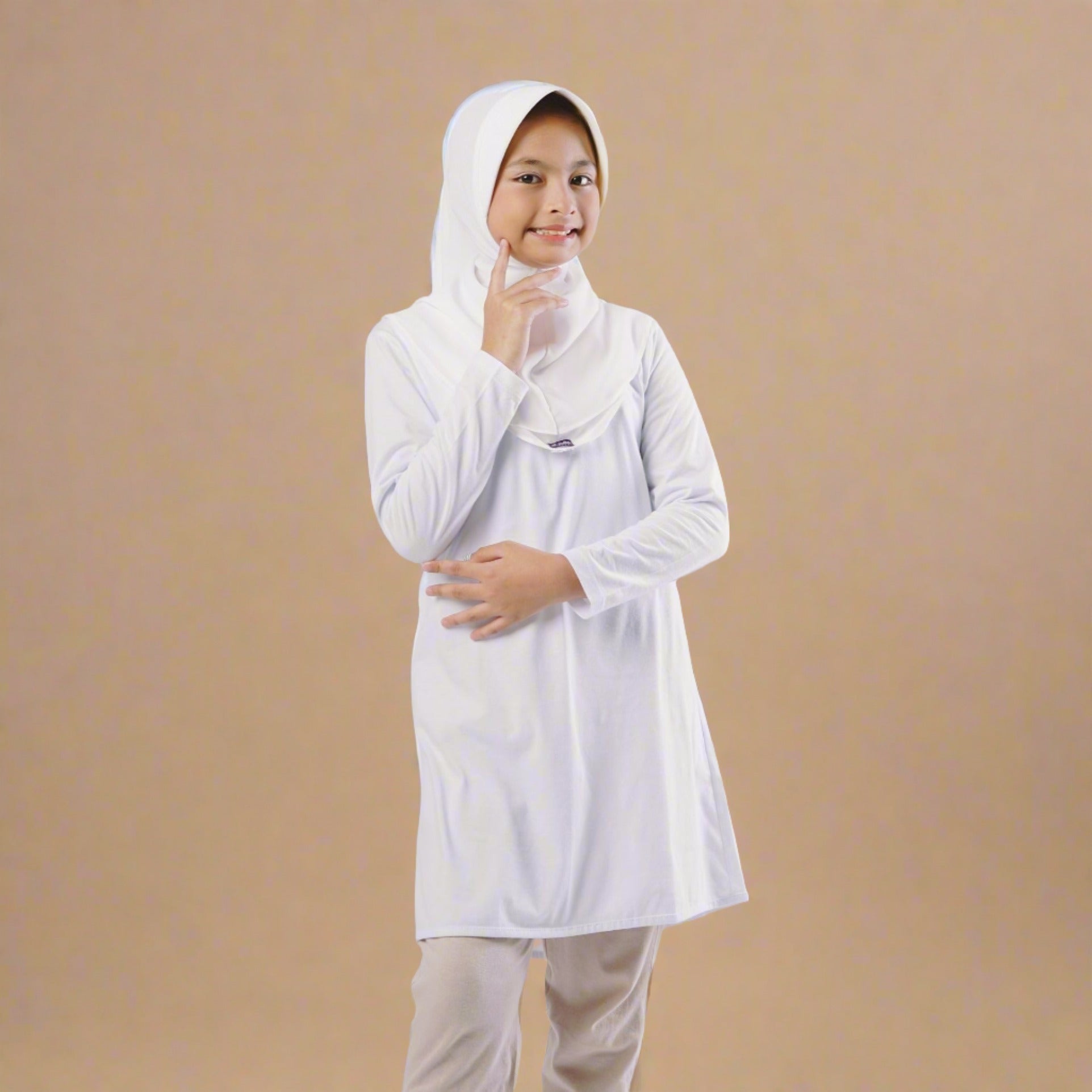 Elzatta Kids Tunik Knit Basic Anak - Putih