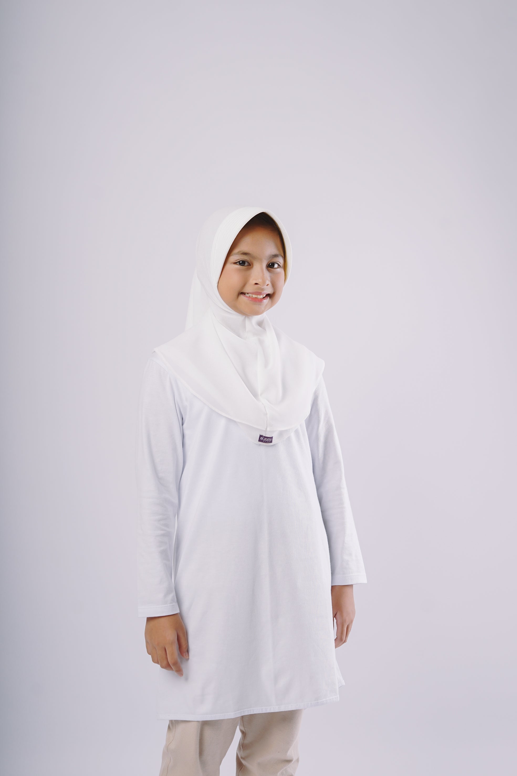 Elzatta Kids Tunik Knit Basic Anak - Putih