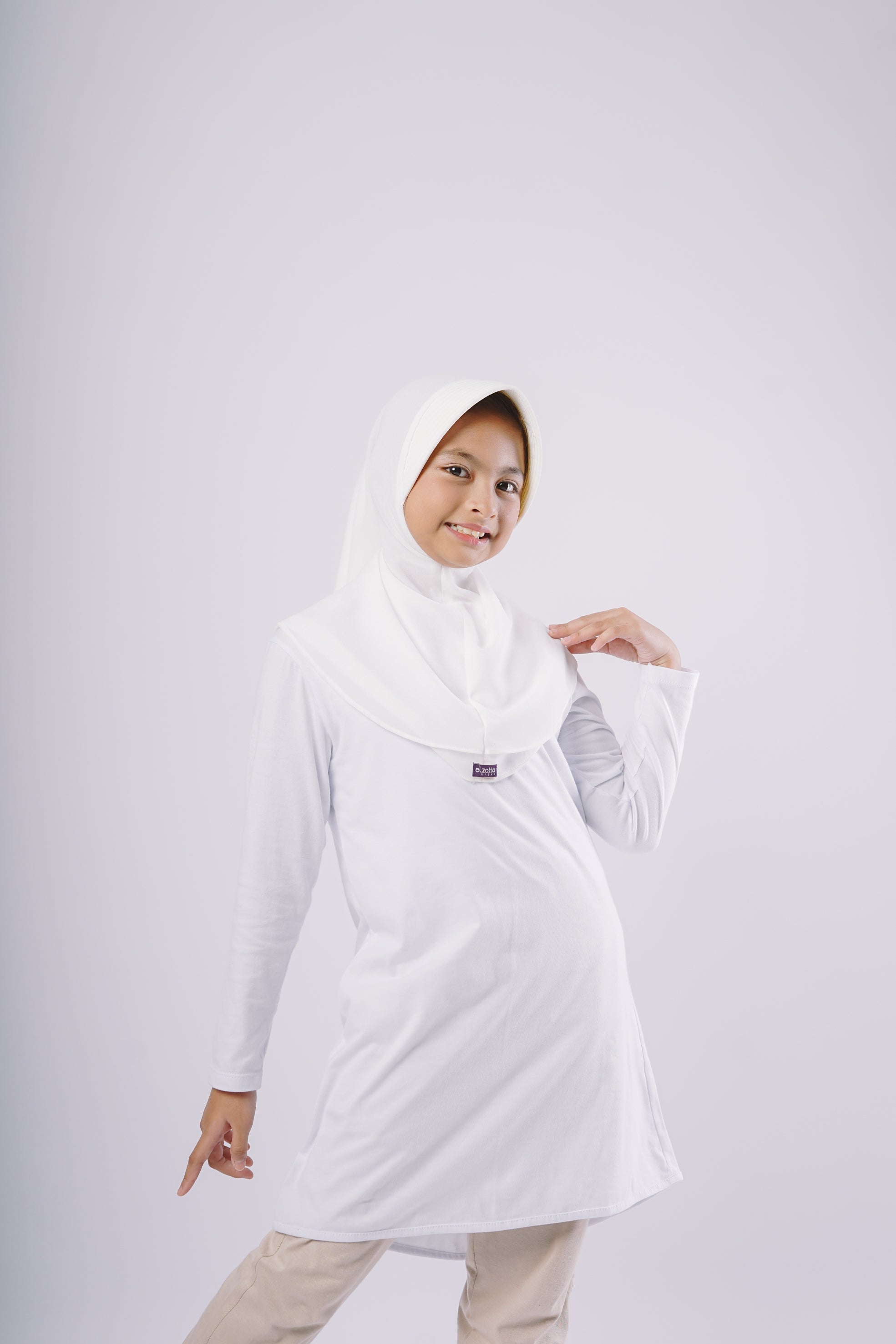 Elzatta Kids Tunik Knit Basic Anak - Putih