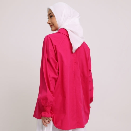 Elzatta M Tunik Katun Smock - Fuschia