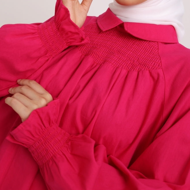Elzatta M Tunik Katun Smock - Fuschia